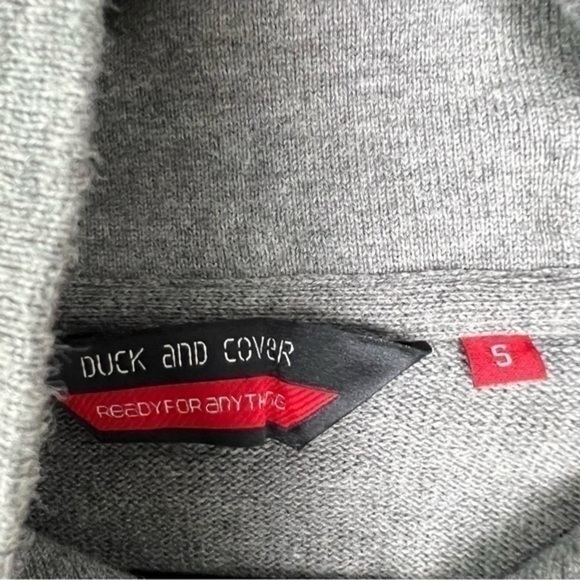 Duck And Cover Pullover Sweater  Mens Brody Gray Stripe Zip Pocket Long Sleeve S - Picture 8 of 10